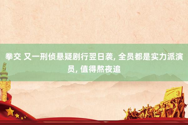 拳交 又一刑侦悬疑剧行翌日袭， 全员都是实力派演员， 值得熬夜追